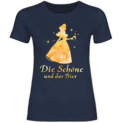 Royal Shirt Damen T-Shirt Die Schöne und das Bier, Größe:XXL, Farbe:Navy von Royal Shirt