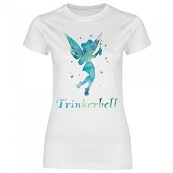 Royal Shirt a20 Damen T-Shirt Trinkerbell | Trinkerfee Fee Bell Partyshirt Sprücheshirt Girly Mädchen, Größe:M, Farbe:White von Royal Shirt