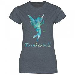 Royal Shirt a20 Damen T-Shirt Trinkerbell | Trinkerfee Fee Bell Partyshirt Sprücheshirt Girly Mädchen, Größe:XXL, Farbe:Dark Heather von Royal Shirt