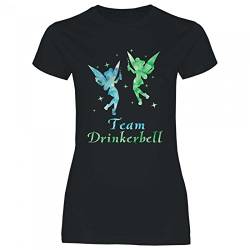 Royal Shirt a63 Damen T-Shirt Team Drinkerbell | Malle JGA Alkohol feiern Fee Party Mädels Girly, Größe:S, Farbe:Black von Royal Shirt