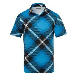 Royal & Awesome Big Blue Tartan Golf Polo -Hemden für Männer, Golftimen für Männer, Golfhemden Männer, Männer Golfhemden, Herren Golf Polo -Hemden von Royal & Awesome