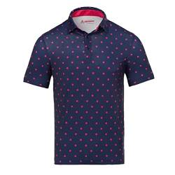 Royal & Awesome Golf-Polo-Shirts für Herren, Golf-Oberteile für Männer, Golf-Shirts für Herren, Golf-Shirts, Herren-Golf-Polo-Shirts, Marineblau und Rosa, XXL von Royal & Awesome