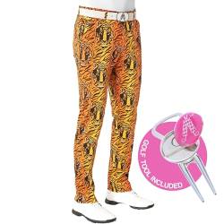 Royal & Awesome Tiger Swing Golfhose für Männer, Golfhosen für Männer, Funky Golfhosen, Sich verjüngte Herrengolfhosen von Royal & Awesome