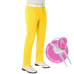 Royal & Awesome Yellow Golf Hosen für Männer, Herrengolfhosen, Funky Herrengolfhosen, Golfchinos für Männer von Royal & Awesome