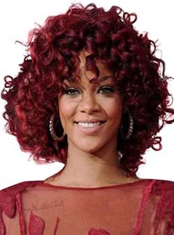 Royalvirgin Art und Weise Rihanna Peluca reizend volle Kappen-Haar-Perücken-kurze verworrene lockige rote Perücken-synthetische Haar-Perücke für Frauen von Royalvirgin