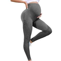 Damen Umstandsleggings High Waist Schwangerschaftsleggings Blickdicht Umstandshose Stretch Freizeithose Umstandsmode für Schwangere Lang Yoga Sport von Rpporm