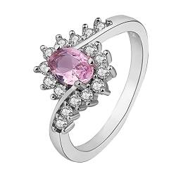 Glänzende Ringe Silberringe für Damen Ringe Strass Damen Herren Ringe Damen und Ringe Ringe Traumfänger Klein (Pink, 9) von Rpporm