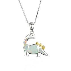 Mode Dinosaurier Halskette Mädchen Dinosaurier Charm Halskette Schmuck Geschenk Tierliebhaber Geschenke Anhänger für Männer Frauen Halskette Mehrreihig Damen (White, One Size) von Rpporm