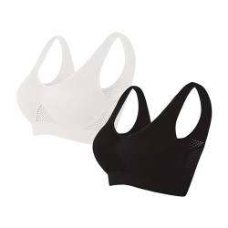 Rpporm 2er Pack Sport BH Bustier Damen Bralette Nathloser mit Gepolstert Sportbekleidung Ohne Bügel Atmungsaktiv Schlaf Still Soft Bra Sport-BHS Top für Joggen Yoga Jumping Fitness Lauf von Rpporm