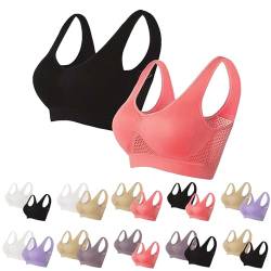 Rpporm 2er Pack Sport BH Bustier Damen Bralette Nathloser mit Gepolstert Sportbekleidung Ohne Bügel Atmungsaktiv Schlaf Still Soft Bra Sport-BHS Top für Joggen Yoga Jumping Fitness Lauf von Rpporm