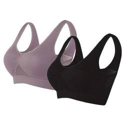 Rpporm 2er Pack Sport BH Bustier Damen Bralette Nathloser mit Gepolstert Sportbekleidung Ohne Bügel Atmungsaktiv Schlaf Still Soft Bra Sport-BHS Top für Joggen Yoga Jumping Fitness Lauf von Rpporm