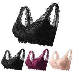 Rpporm BH Damen Ohne Bügel Vorderverschluss Ohne Bügel BH Mit Reißverschluss Vorne Comfy Haltungskorrektur BH Ruecken Frauen Super Bequemer Bralette Wireless Shapewear Bra von Rpporm