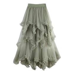 Rpporm Damen Midirock Midi Kleid Tutu Rock Lang Tüllrock Fasching Kostüm 90Er Fee Tuell Kleid Midi Tuellkleid Sommerkleid Petticoat Kleid High Waist Sommer Knielang von Rpporm