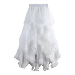 Rpporm Damen Midirock Midi Kleid Tutu Rock Lang Tüllrock Fasching Kostüm 90Er Fee Tuell Kleid Midi Tuellkleid Sommerkleid Petticoat Kleid High Waist Sommer Knielang von Rpporm