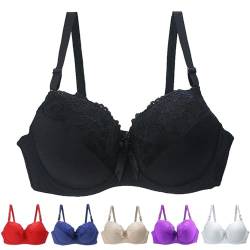 Rpporm Damen Push Up BH Mit Floraler Spitze Grosse Grössen Vollschalen Ungepolster BH Soft Cup Komfort BH Super Bequemer BH Lace Bra Komfort Bralette Große Brüste von Rpporm