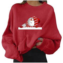 Rpporm Oversize Pullover Sweatshirt Damen Weihnachts Langarm Herbst Winter Rundhals Langarmshirt Basic Casual Lose Oberteile Weihnachten Shirts Tunika Bluse Tops Weihnachtspullover von Rpporm