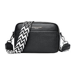 Rpporm Umhängetasche Damen Klein Leder Crossbody Bag Damen Breiter Gurt Schultertasche Sling Bag Handytasche Zum Umhängen Damen Tasche Mit Reißverschluss Messenger Bag Shoulder Bag von Rpporm