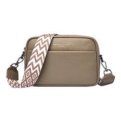 Rpporm Umhängetasche Damen Klein Leder Crossbody Bag Damen Breiter Gurt Schultertasche Sling Bag Handytasche Zum Umhängen Damen Tasche Mit Reißverschluss Messenger Bag Shoulder Bag von Rpporm