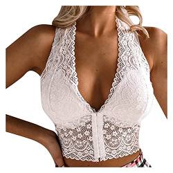 Spitzen BH Damen Bralette Blumen Bustier Crop Top Vorderverschluss BH Push Up Bustier Corset Top Sexy Unterwäsche Ausschnitt Weste Camisole von Rpporm