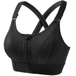 Sport BH Vorne Verschließbar Große Größen Ohne Bügel Starker Halt Workout Yoga Bra Gym Sport BH Mit Reißverschluss Damen Fitness Push Up Gepolstert von Rpporm