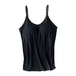 Unterhemden Damen mit Regal BH Baumwoll Tank Tops BH Hemd Basic Shirt Eingebauter BH Bügelloser Gepolstert Spaghettiträger Top von Rpporm