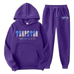 Herren Damen Trainingsanzug Jogginganzug Trapstar Druck Jogginghosen Y2K Hip Hop Herren Damen Sportanzug 2 Piece Hoodie Sporthose Lässig Oberteile und Sporthosen 2 Stück Anzug (L, A Purple) von Rrrmnoawb