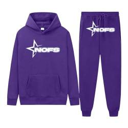 NOFS Jogginghose und Trainingsanzüge für Herren Buchstaben Drucklose Tracksuit und Jogginghosen Y2K Hip Hop Hoodies (2 Stück Anzug) (DE/NL/SE/PL, Alphanumerisch, L, Regular, Regular, 0-Purple) von Rrrmnoawb