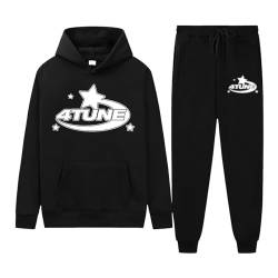 Rrrmnoawb 4TUNE Jogginghose und Trainingsanzüge für Herren Buchstaben Drucklose Tracksuit und Jogginghosen Y2K Hip Hop Hoodies (DE/NL/SE/PL, Alphanumerisch, XL, Regular, Regular, 0-Black) von Rrrmnoawb