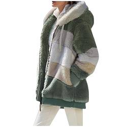 Rrrmnoawb Damen Sherpa Langarmjacke mit Stehkragen und durchgehendem Reißverschluss für Damen mit gewebtem Besatz Casual Fleece Jacke Warme Fuzzy Langarm Sweatshirt Outwear Übergangsjacke von Rrrmnoawb
