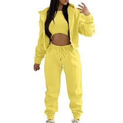 Damen Jogginganzug Traingsanzug Sportanzug Jumpsuit Damen Pullover Anzug 2 Stück Set Kapuzenpulli solide lässige Lange Hosen Sweatertis Anzug Damen 2 Teilig Sport Freizeitanzug Sportanzug Hosenanzug von Rrunsv