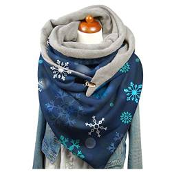 Dreieckschal Damen Schal Halstücher Herbst Winter Flauschiger Schal Wintermode Schneeflockendruck Knopfschals Wickelschals Lässige Frauen Warmer Weicher Schal Herren Schal Scarf Women Winterschal von Rrunsv