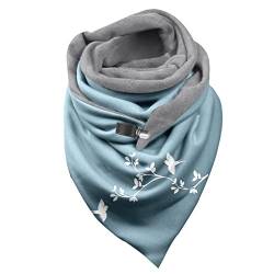 Rrunsv Dreieckschal Damen Schal Halstücher Herbst Winter Flauschiger Schal Wintermode Schneeflockendruck Knopfschals Wickelschals Warmer Weicher Schal Herren Schal Scarf Winterschal, Einheitsgröße von Rrunsv