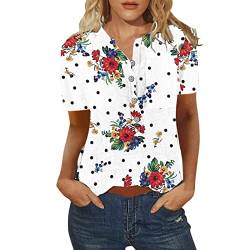 T Shirt Damen Elegant Sommer Shirt Damen Schwarz Bluse Women Sommer Lässige Oberteile Print Baumwolle Weich Kurzarm Rundhal Top Damen Outdoor Große Größen Weites Teenager Mädchen f73 von Rrunsv