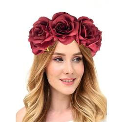 Brautdusche Blume Stirnband Frauen Hochzeit Hairhoop Rose Haarband für Mädchen Frauen Sommer Kopfschmuck Haarschmuck von Ruarby