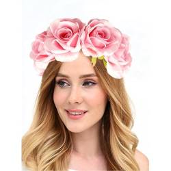 Brautdusche Blume Stirnband Frauen Hochzeit Hairhoop Rose Haarband für Mädchen Frauen Sommer Kopfschmuck Haarschmuck von Ruarby