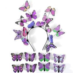 Buntes 3D-Schmetterlings-Stirnband für Mädchen, realistischer Schmetterlings-Haarreif, Partykleidung, Haarspange, Damen, Karneval, Haarschmuck, Party-Thema von Ruarby