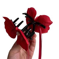 Haarklammer für Prinzessin Phalaenopsis 3D Phalaenopsis Haarspangen Blumenverzierung Haarnadel langes Band Haarklammer von Ruarby