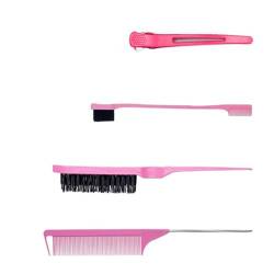 Haarstyling-Kamm-Set, Haarbürste, Schwanzkamm, Kantenbürste für Kanten, Rückenbürsten, Kämmen, Zupfen für Frauen, Teasing, Haarbürste, glatte Rückseite, Haarbürste, doppelseitiges Set, 4-teilig von Ruarby