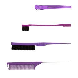 Haarstyling-Kamm-Set, Haarbürste, Schwanzkamm, Kantenbürste für Kanten, Rückenbürsten, Kämmen, Zupfen für Frauen, Teasing, Haarbürste, glatte Rückseite, Haarbürste, doppelseitiges Set, 4-teilig von Ruarby