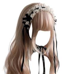 Mädchen Rüschen Spitzenband Kopfbedeckung Gothic Spitzenbesatz Subkultur Stirnband Dienstmädchen Volant Haarschmuck Gothic Kopfschmuck von Ruarby