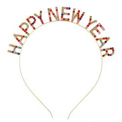 Neujahrs-Stirnband für Buchstaben, Haarreifen für Partys, glitzerndes Haarband für kreatives Neujahrs-Kopf, Frohes neues Jahr, Kristall, Neujahrskronen von Ruarby