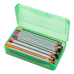 Ruarby Transparenter Bleistift für Etui Kunststoff Bleistift Box Buntstift Aufbewahrungsbox Marker Stift für Etui Stapelbar Bürobedarf Stor, grün, Schulranzen-Set von Ruarby