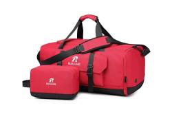 Ruausine Reisetasche für Damen, Weekender, Sporttasche mit USB-Ladeanschluss, Reisetaschen, Krankenhaustasche, Tragetaschen für Frauen, Übernachtungstasche mit Schuhfach, Rot/Ausflug, einfarbig von Ruausine