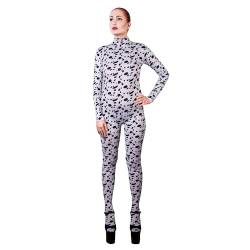 Rubberfashion Dalmatiner Catsuit - Animal Dog Print Jumpsuit mit Handschuh für Damen und Herren schwarz-Weiss XL von Rubberfashion