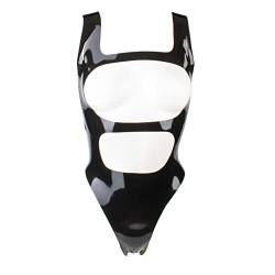 Rubberfashion Latex Body - Latexbody - offene Front oder Rücken brustfrei für Damen schwarz 0.4mm XL von Rubberfashion