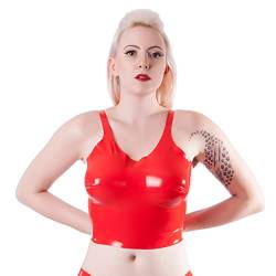 Rubberfashion Latex Bustier mit Cups - ausgeformt taillenlang - Latex BH für Damen und Frauen rot 0.4mm XL von Rubberfashion