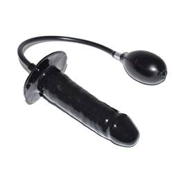 Rubberfashion Latex Dildo - realistischer Dildo geadert - aufblasbar mit Pumpe für Frauen und Männer 15 x 4,5 cm schwarz 0.4mm ohne festen Kern von Rubberfashion