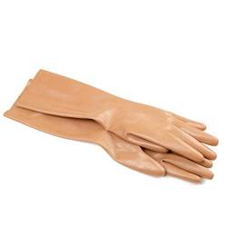 Rubberfashion Latex Handschuhe kurz - Rubber Gloves - kurze Latexhandschuhe bis Handgelenk für Damen und Herren braun 0.4mm XL von Rubberfashion