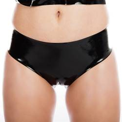 Rubberfashion Latex Hotpants - sehr kurzer Rubber Slip - Mini Latex Slip - Latex Dessous Damen und Herren Schwarz 0.4mm XL von Rubberfashion