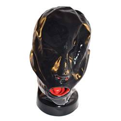 Rubberfashion Latex Maske - Latexmaske Enclosed mit Mundauskleidung - Nasenschläuchen und Reißverschluss Damen und Herren schwarz 0.4mm Einheitsgröße von Rubberfashion